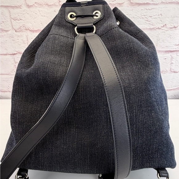 Chanel Deauville Large Navy Denim Canvas Drawstring Backpack - Picture 4 of 15